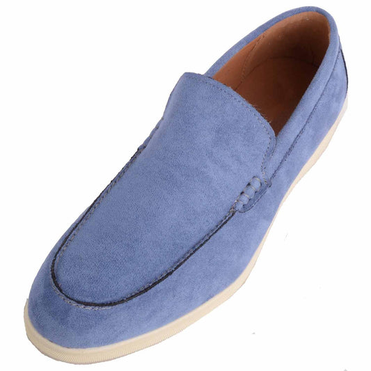 ABSOLUTE FOOTWEAR Mocassins décontractés en daim pour homme avec semelle contrastée, bleu pâle, 42 2/3 EU
