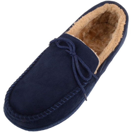Absolute Footwear Chaussons pour Homme Style Mocassin avec Lacets - Bleu - Bleu Marine, 45 EU